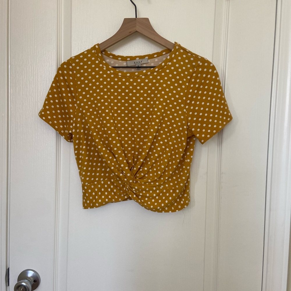 Gaze Mustard Polka Dot Twist Front Tee